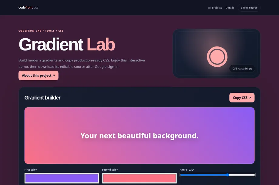 Gradient Lab live interactive demo